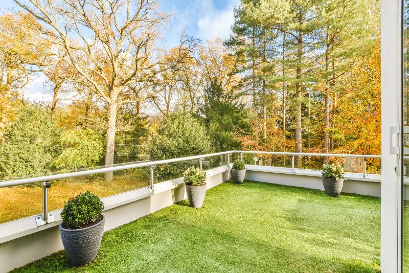 patio with artificial grass