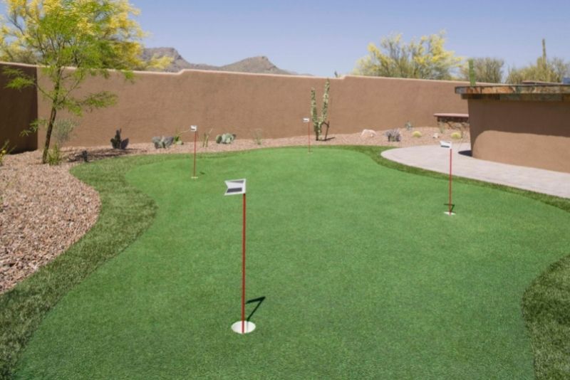 a golf course with artificial grass