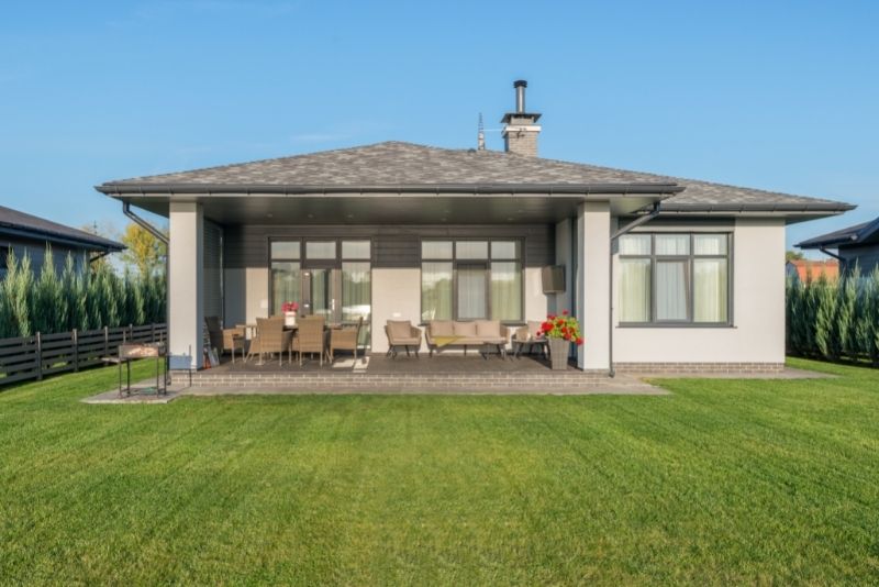 residential home with a fake lawn