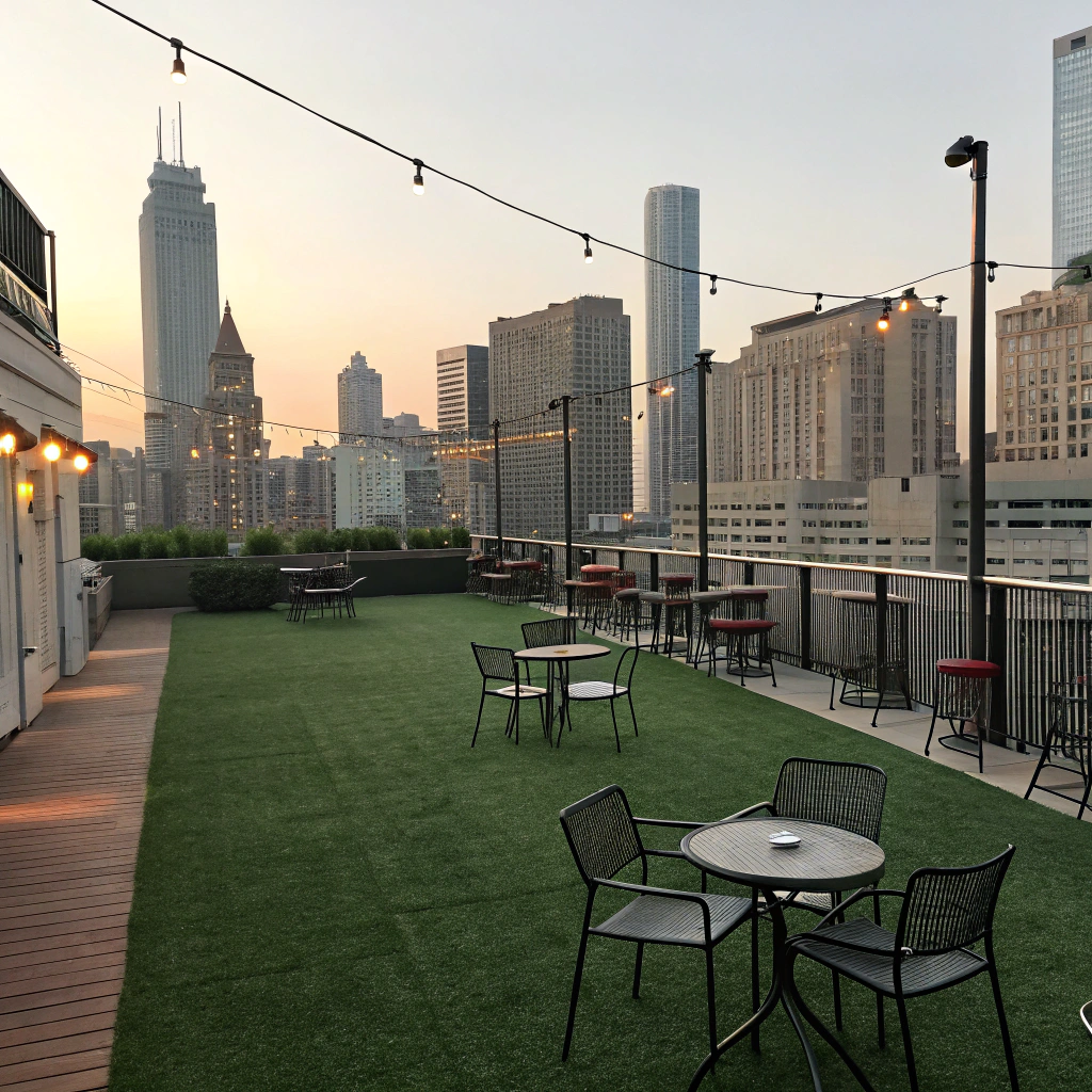 Rooftop bar terrace with synthetic turf surface Newcastle